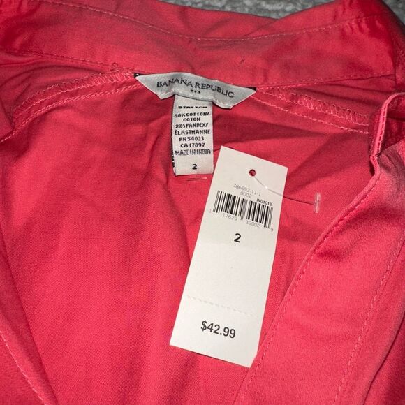 Banana Republic Button Collared Short Sleeve Blouse Coral 2 NWT - Picture 5 of 10